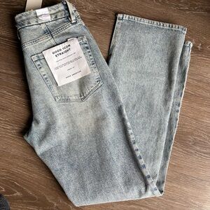 NWT - GOOD AMERICAN Good Icon Split Slim Fit Straight Jeans Size 2/26